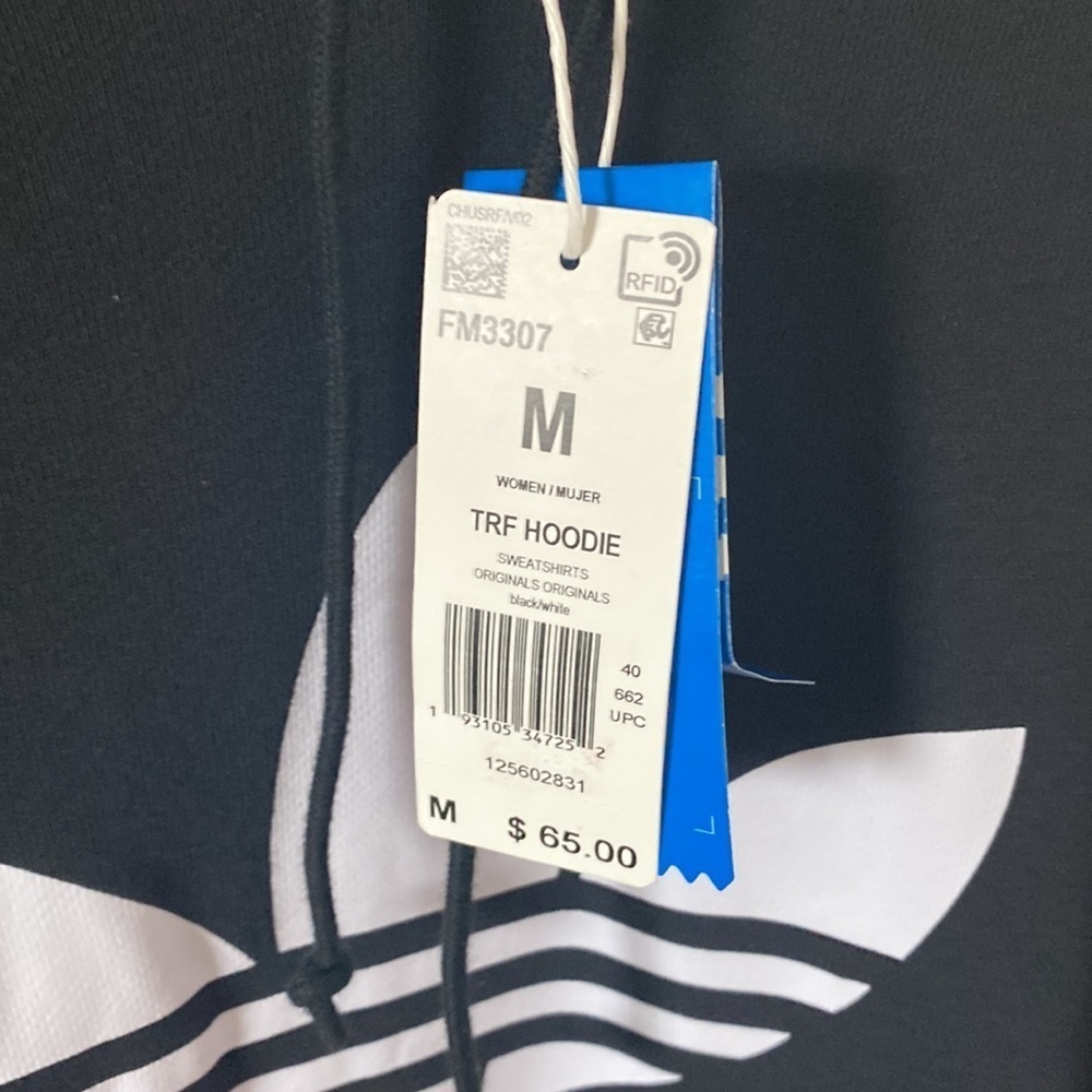Black/white Adidas TRF Hoodie size M - Picture 3 of 4